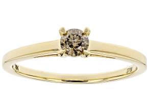 Champagne Diamond 10K Yellow Gold Solitaire Ring 0.25ctw