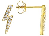 White Diamond 10K Yellow Gold Lightning Bolt Stud Earrings 0.10ctw