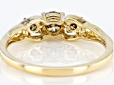 Champagne Diamond 10k Yellow Gold 3-Stone Ring 0.52ctw