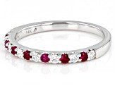 Red Ruby & White Diamond 14k White Gold July Birthstone Band Ring 0.42ctw