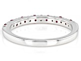 Red Ruby & White Diamond 14k White Gold July Birthstone Band Ring 0.42ctw