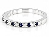 Blue Sapphire & White Diamond 14k White Gold September Birthstone Band Ring 0.42ctw