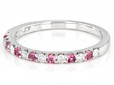 Pink Tourmaline & White Diamond 14k White Gold October Birthstone Band Ring 0.39ctw