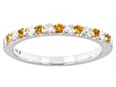 Citrine & White Diamond 14k White Gold November Birthstone Band Ring 0.39ctw