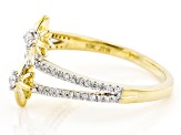 White Diamond 10k Yellow Gold Star Bypass Ring 0.25ctw