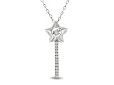 Enchanted Disney Tinker Bell Wand Pendant With Chain White Diamond Rhodium Over Silver 0.10ctw