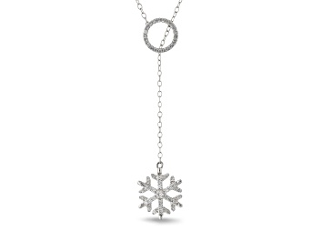 Picture of Enchanted Disney Elsa Snowflake Necklace With Chain White Diamond 14K White Gold 0.33ctw