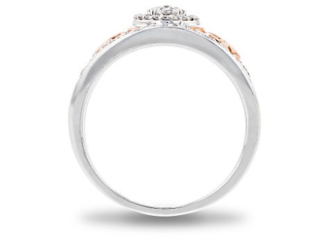 Enchanted Disney Majestic Princess Ring White Diamond Rhodium Over Silver And 10K Rose Gold 0.25ctw