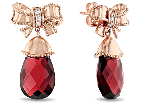 Gold Garnet Bow Pendant