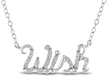 Picture of Enchanted Disney Snow White "Wish" Necklace White Diamond Rhodium Over Silver 0.10ctw