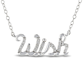 Enchanted Disney Snow White "Wish" Necklace White Diamond Rhodium Over Silver 0.10ctw