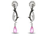 Enchanted Disney Villains Maleficent Earrings Pink Sapphire & Diamond Rhodium Over Silver 0.24ctw