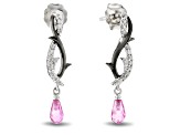 Enchanted Disney Villains Maleficent Earrings Pink Sapphire & Diamond Rhodium Over Silver 0.24ctw