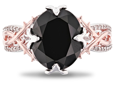 Enchanted Disney Villains Maleficent Ring Spinel & Diamond Rhodium & 14k Gold Over Silver 4.70ctw