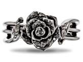 Enchanted Disney Villains Maleficent Rose Ring Black Diamond Black Rhodium Over Silver 0.20ctw