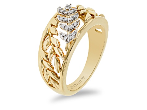Enchanted Disney Anna Band Ring White Diamond 14k Yellow Gold Over Silver 0.10ctw