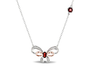 Enchanted Disney Snow White Necklace Garnet & Diamond 10k Rose Gold & Rhodium Over Silver 0.70ctw