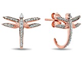 Enchanted Disney Mulan Dragonfly J-Hoop Earrings White Diamond 14k Rose Gold Over Silver 0.22ctw