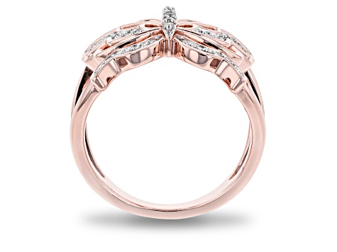 Enchanted Disney Mulan Butterfly Open Design Ring White Diamond 14k Rose Gold Over Silver 0.15ctw