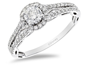 Enchanted Disney Cinderella Engagement Ring White Diamond And Blue Sapphire 14k White Gold 1.20ctw