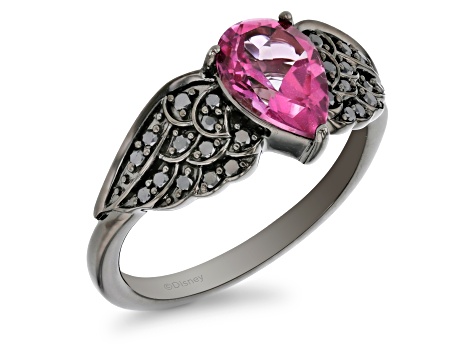 Enchanted Disney Villains Maleficent Ring Black Diamond & Pink Topaz Black Rhodium Over Silver