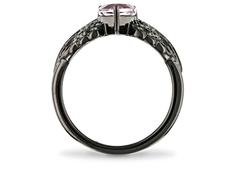 Enchanted Disney Villains Maleficent Ring Black Diamond & Pink Topaz Black Rhodium Over Silver