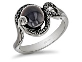Enchanted Disney Ursula Ring Black Cultured Freshwater Pearl & Diamond Black Rhodium Over Silver