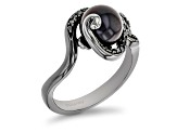 Enchanted Disney Ursula Ring Black Cultured Freshwater Pearl & Diamond Black Rhodium Over Silver
