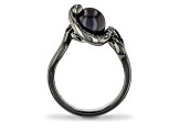 Enchanted Disney Ursula Ring Black Cultured Freshwater Pearl & Diamond Black Rhodium Over Silver