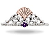 Enchanted Disney Fine Jewelry Ariel Ring White Diamond & Amethyst Rhodium Over Silver 0.10ctw