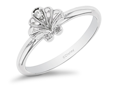 Enchanted Disney Ariel Shell Ring White Diamond Accent 10k White Gold
