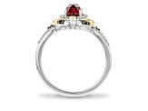Enchanted Disney Evil Queen Ring Garnet And Diamond Rhodium And 14k Yellow Gold Over Silver 1.27ctw
