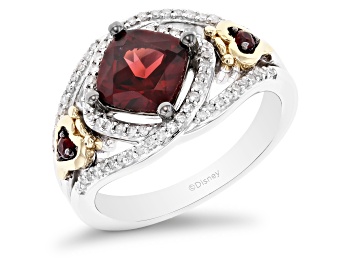 Picture of Enchanted Disney Evil Queen Ring Garnet And Diamond Rhodium And 14k Yellow Gold Over Silver 2.33ctw