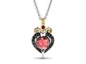 Enchanted Disney Evil Queen Pendant Garnet And Diamond Rhodium And 14k Yellow Gold Over Silver