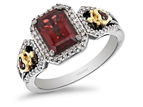 Enchanted Disney Evil Queen Ring Garnet And Diamond Rhodium And 14k Yellow Gold Over Silver Ring