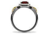 Enchanted Disney Evil Queen Ring Garnet And Diamond Rhodium And 14k Yellow Gold Over Silver Ring