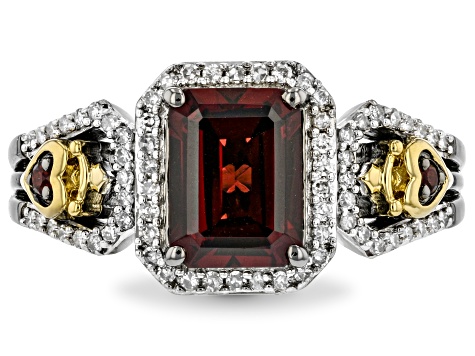 Enchanted Disney Evil Queen Ring Garnet And Diamond Rhodium And 14k Yellow Gold Over Silver Ring