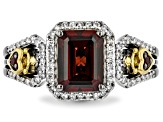 Enchanted Disney Evil Queen Ring Garnet And Diamond Rhodium And 14k Yellow Gold Over Silver Ring