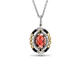 Enchanted Disney Evil Queen Pendant Garnet and Diamond Rhodium And 14k Yellow Gold Over Silver