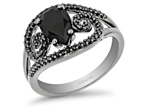 Enchanted Disney Villains Ursula Ring Black Onyx & Black Diamond Black Rhodium Over Silver 2.95ctw