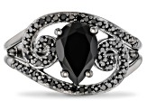 Enchanted Disney Villains Ursula Ring Black Onyx & Black Diamond Black Rhodium Over Silver 2.95ctw