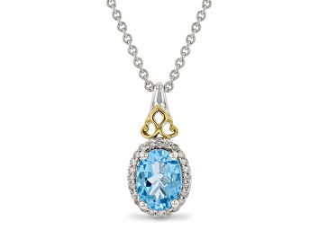 Picture of Enchanted Disney Jasmine Pendant Topaz & Diamond Rhodium & 14k Yellow Gold Over Silver 1.75ctw