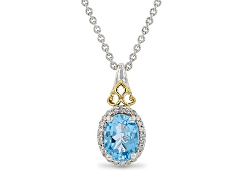 Enchanted Disney Jasmine Pendant Topaz & Diamond Rhodium & 14k Yellow Gold Over Silver 1.75ctw