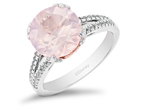 Enchanted Disney Aurora Ring Pink Quartz & White Diamond Rhodium & 14k Rose Gold Over Silver 2.75ctw