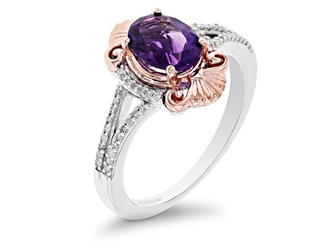 Enchanted Disney Ariel Ring Amethyst & White Diamond Rhodium & 14k Rose Gold Over Silver 1.42ctw
