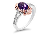 Enchanted Disney Ariel Ring Amethyst & White Diamond Rhodium & 14k Rose Gold Over Silver 1.42ctw
