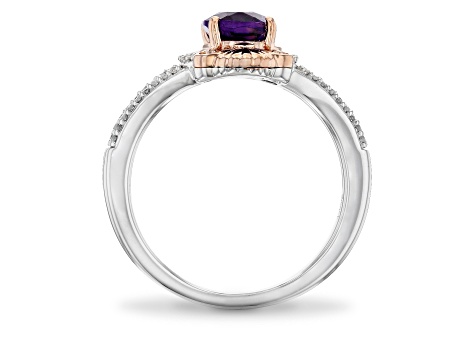 Enchanted Disney Ariel Ring Amethyst & White Diamond Rhodium & 14k Rose Gold Over Silver 1.42ctw