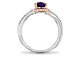 Enchanted Disney Ariel Ring Amethyst & White Diamond Rhodium & 14k Rose Gold Over Silver 1.42ctw