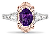 Enchanted Disney Ariel Ring Amethyst & White Diamond Rhodium & 14k Rose Gold Over Silver 1.42ctw