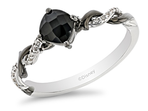 Enchanted Disney Villains Maleficent Ring Black Onyx & White Diamond Black Rhodium Over Silver